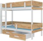 ADRK ETIONA emeletes dupla ágy matraccal 180x80, Fehér, Arany tölgy