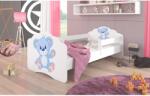 ADRK Ágy matraccal és korláttal CASIMO BLUE BEAR 140x70, Fehér - sprintbutor
