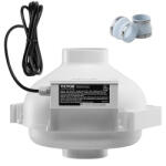 VEVOR Csendes radonelszívó rendszer 98-114 mm csatlakozással - 190 CFM légáramú, 2700 fordulat/perc, IP-védett csatornaventilátor kültéri és beltéri alkalmazásra