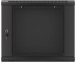 Lanberg WF01-6409-10B 19" 9U SZÉL: 600mm MÉLY: 450mm MAG: 512mm lapraszerelt üvegajtós fekete fali rack szekrény