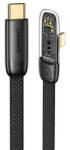  USB Type-C töltő- és adatkábel, Lightning, 120 cm, 20W, gyorstöltés, PD, 90 fokos/derékszögű, cipőfűző minta, Usams Iceflake, SJ583USB01, fekete
