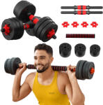 4FIZJO Set de gantere reglabile din bitum 20 kg + Barbell