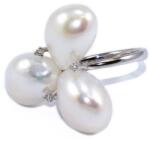 Ékszershop Fehérarany gyűrű gyémántokkal és gyöngyökkel (1314730)