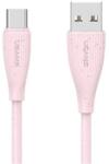 USAMS GREEN SERIES adatkábel (USB - Type-C, 18W, 3A, gyorstöltő, 100cm) RÓZSASZÍN (SJ714USB04) - bluedigital