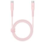 Energea kabel Flow USB-C / USB-C szövet gyorstöltő- és adatkábel, 1.5m, 240W, 5A, rózsaszín (CBL-FLCC-PNK150M) - aqua