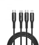 WIWU Starlink Series 3in1 USB-C USB-C / Lightning / microUSB kábel, 60W, 1m, fekete (Wi-046E)