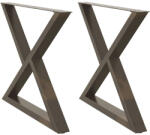 vidaXL 2 db natúr acél étkezőasztal láb 90 x (72-73, 3) cm acél (VD4012735)