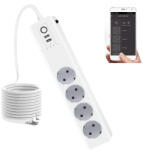 RSH RSH® WT012-EU - SMART okos elosztó: 4x külön vezérelhető aljzat + 2x USB töltő. Túlfeszültség ellen védett, Applikációs irányítás