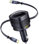 Baseus C00035507121-03 Baseus Enjoyment Max autós töltő USB-C+USB-C kábelekkel és USB-A+USB-C portokkal 90W Fekete (C00035507121-03)