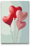  Festés számok szerint - Szívalakú lufik Méret: 20x30cm, Keretezés: Keret nélkül (csak a vászon)