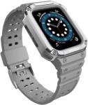 Hurtel Protect Strap Band tok + szíj Apple Watch 9 / 8 / 7 / 6 / 5 / 4 / 3 / 2 / SE / SE2 (41 / 40 / 38mm) Páncélozott fedél óraszürke / ezüst