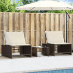 vidaXL 2 db barna polyrattan napozóágy asztallal (VD368423)