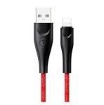 USAMS u41 adatkábel, usb - lightning, 2a, gyorstöltő, 200cm, törésgátló, cipőfűző, piros, kompatibilis: Apple iPhone 14 Pro / iPhone 14 Plus / iPhone 14 (USA292RED)