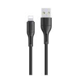 USAMS u68 adatkábel, usb - lightning, 2a, gyorstöltő, 100cm, fekete, kompatibilis: Apple iPhone 14 Plus / iPhone 14 Pro / iPhone 14 (SJ500USB01)