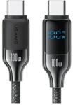 USAMS Kábel töltéshez és adatátvitelhez, USB-C/USB-C, Usams, 100 W, 1, 2 m, fekete, LED kijelző (USA1218)