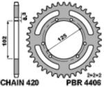 PBR Standard Acél Hátsó Lánckerék 4406 - 420 PBR Erőátviteli alkatrész Lánc, lánckerék, láncszett Hátsó lánckerék - motomotors - 13 194 Ft