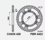 PBR Ultra-könnyű alumínium hátsó lánckerék 4423 - 420 PBR Erőátviteli alkatrész Lánc, lánckerék, láncszett Hátsó lánckerék