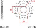 Jt Sprockets acél standard első lánckerék 785 - 428 JT SPROCKETS Erőátviteli alkatrész Lánc, lánckerék, láncszett Első lánckerék
