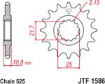 Jt Sprockets zajmentes acél első lánckerék 1586 - 525 JT SPROCKETS Erőátviteli alkatrész Lánc, lánckerék, láncszett Első lánckerék