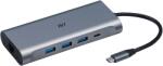 ISY IAD-1025-1 USB 3.1 Type-C M. port adapter, 1x 4K HDMI, 3xUSB-A, LAN, 1xUSB-C, jack, CR (2V225519), szürke (IAD-1025-1)