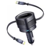 Baseus Enjoyment Max autós töltő 60W USB-C kábellel fekete (C00035507121-01)