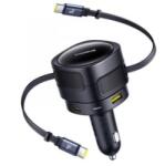 Baseus Enjoyment Max autós töltő 90W USB-C kábellel és USB-A + USB-C portokkal fekete (C00035507121-03)