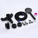 BIXXBi kád vagy zuhany csaptelep, komplett szett, kerámia patron, sárgaréz, 1/2" csatlakozó, fekete