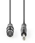 Nedis COTH15120GY15 félprofi audio kábel, 6, 35mm mono jack dugó - 3p XLR aljzat, hossz 1, 5m, rugalmas (COTH15120GY15)