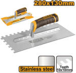 INGCO Fogazott glettvas 130 x 280 mm inox 10 x 10 mm lágy fogantyús (HPTT28138) - vasasszerszam