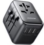 JOYROOM JR-TCW01 hálózati töltőadapter (Nemzetrközi, EU, US, UK, JP, AU, CN hálózati csatlakozókkal, 17W, 3A, 1 x USB-C, 3 x USB-A) Fekete