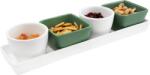 TEMPO KONDELA 4 darabos tál készlet tálcán, zöld/fehér, CALA