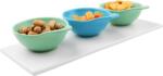 TEMPO KONDELA 3 darabos tál készlet tálcán, fehér/kék/türkiz/azúrkék, KESPER