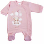  Belül bolyhos elöl patentos hosszú ujjú baba rugdalózó macis mintával púder (62)