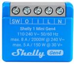 Shelly 1 Mini GEN4 egy áramkörös Wi-Fi + Bluetooth / Zigbee 3.0 multi-protokoll okosrelé, Matter kompatibilis (8A)