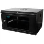 Spacer CABINET 19 SPACER 6U 500x400mm, fixare pe perete, Flatpack (dezasamblat), Black, usa sticla cu blocare, panouri detasabile, otel 1mm, sarcina maxima 25Kg, contine un raft, SPCW-6U-400-BK-02 (SPCW-6U-4