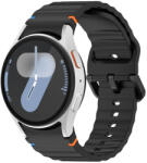 RMPACK Samsung Galaxy Watch 7 40mm 44mm Óraszíj Pótszíj - Sport Wave Style - Szilikon Szíj Fekete