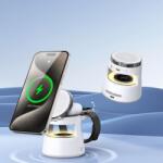 DUZZONA W23 3-az-1-ben vezeték nélküli töltő + bluetooth hangszóró és éjjeli fény 15W - fehér