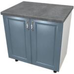 Spectral Mobila Masca pentru chiuveta cu 2 usi 80 cm Zebra, Alb/MDF Albastru cu blat Beton, 80 x 85 x 60 cm