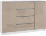 Expedo ARMARIA K140 2D4SZ komód, 138x99x40, fehér/capuccino magasfényű (215599)