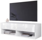 Expedo MENDES A 100 TV asztal, 100x30x32, fehér/fehér magasfényű, LED nélkül (151150)