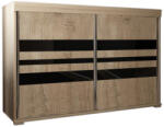 Expedo MADRID 6 komód, 120x94x45, tölgy sonoma/fekete üveg (223213)