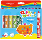 Keyroad Rostirón, filctoll készlet erős, vastag hegyű 12 db/bliszter Keyroad Jumbo Starter vegyes színek (KR971739) - cartridge