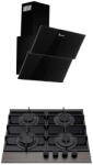 Tornado Pachet Hota Decorativa Tornado Blaze Touch Free 1100 (60) LED, 1 motor Turbo, latime 60 cm, 4 viteze, absorbtie 1100 m3/ora, Negru/Sticla +Plita incorporabila Tornado Eclipse, autoaprindere integrata, Hota