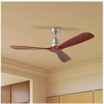 ZEVENTI - Ventilator de tavan LIONI Wi-Fi Tuya crom/stejar + telecomandă (ZV0046)