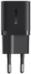 Baseus CHG Baseus GaN5 Mini hálózati gyorstöltő 25W, USB Type-C, 100W USB Type-C, 1m kábellel, fekete P10110909113-01 (P10110909113-01)