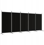 VidaXL Paraván 5 paneles, fekete, 433x180 cm, szövet (350269)