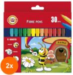 KOH-I-NOOR Set 2 x Markere Scolare Colectia Bees, 30 Culori (HOK-2xKH-K1002-30)