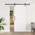 vidaXL Csúszóajtó tartozékokkal Fehér 78x202 cm Szilárd Fa Fenyő (3333667)
