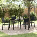 vidaXL 4 db-os kerti étkező szett fekete poly rattan (3379152)