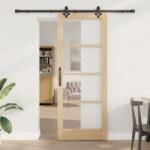 vidaXL Csúszóajtó szett 2 db Természetes és fekete Fa és fém 83 x 211 cm (3332195)
